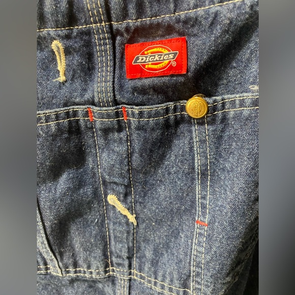 DICKIES STONE WASHED INDIGO OVERALLS LARGE - Picture 4 of 6